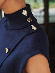 Pull sans manches col roulé