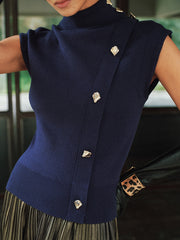 Pull sans manches col roulé