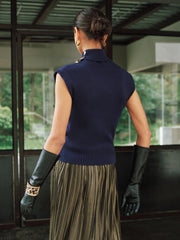 Pull sans manches col roulé