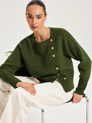 Cardigan asymétrique boutons métal