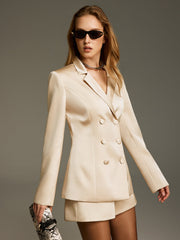 Blazer satin champagne croisé