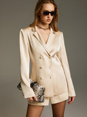 Blazer satin champagne croisé