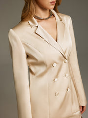 Blazer satin champagne croisé
