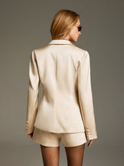 Blazer satin champagne croisé