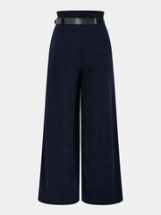 Pantalon velours marine à ceinture, pièce seule, vue de dos