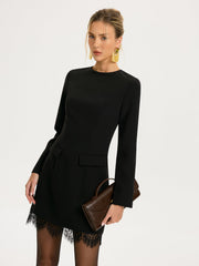 Robe mini ajustée bord dentelle