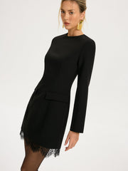 Robe mini ajustée bord dentelle