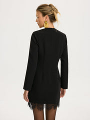 Robe mini ajustée bord dentelle