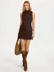 Ensemble top jupe mini effet daim
