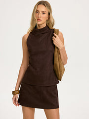 Ensemble top jupe mini effet daim