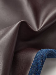 Jean simili cuir et denim marron, détail du tissu