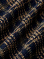 Pantalon à carreaux ceinturé brun foncé, détail du tissu
