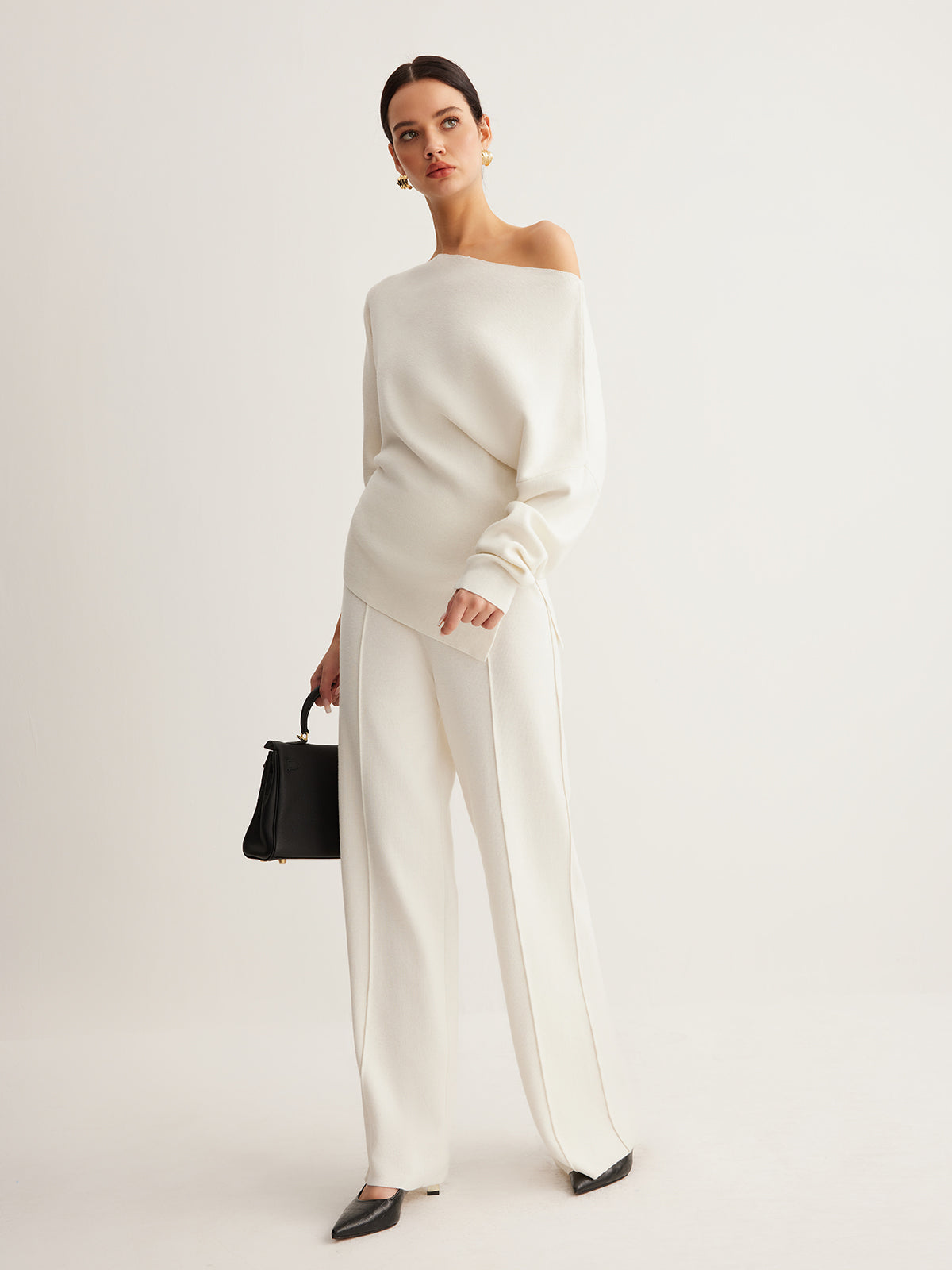 Ensemble pull asymétrique pantalon large