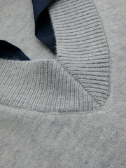 Top tricot col contrasté manches courtes