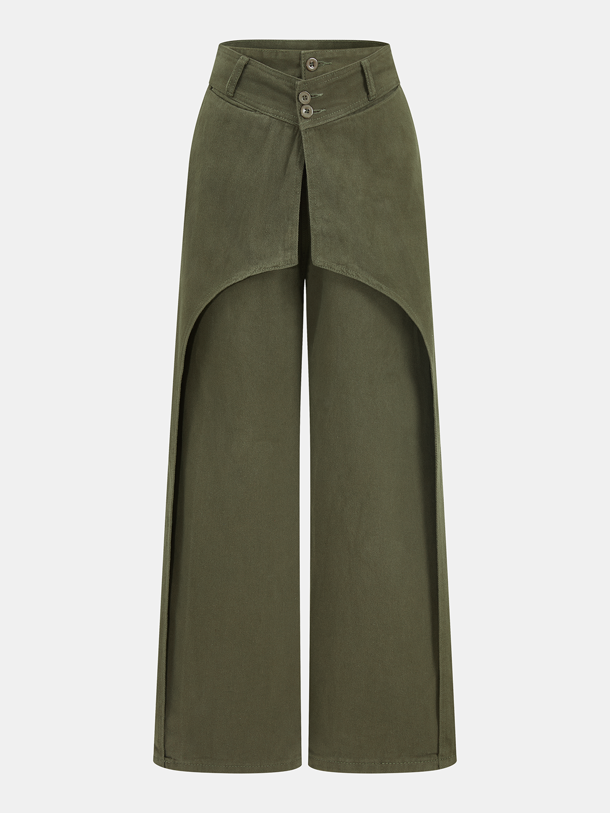 Pantalon large à panneau vert armée, pièce seule, vue de face