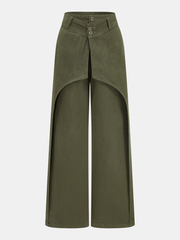 Pantalon large à panneau vert armée, pièce seule, vue de face