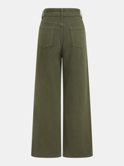 Pantalon large à panneau vert armée, pièce seule, vue de dos
