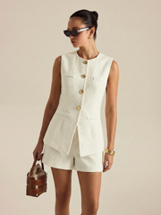 Ensemble gilet et short tweed