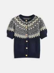 Cardigan Fair Isle manches courtes cachemire