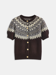 Cardigan Fair Isle manches courtes cachemire