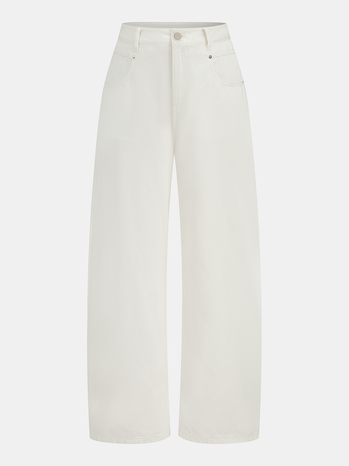 Jean blanc à jambes larges, pièce seule, vue de face