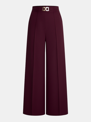 Pantalon ample à boucle métallique bordeaux, pièce seule, vue de face