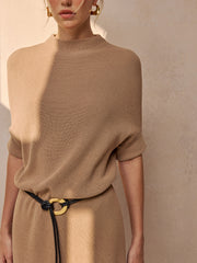 Robe midi ceinturée côtelée