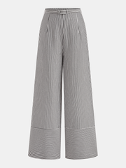 Pantalon rayé jambe large ceinture noir et blanc, pièce seule, vue de face