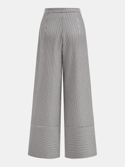 Pantalon rayé jambe large ceinture noir et blanc, pièce seule, vue de dos