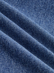 Jean asymétrique à jambes larges bleu, détail du tissu