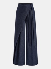 Pantalon ample à enroulement marine, pièce seule, vue de face
