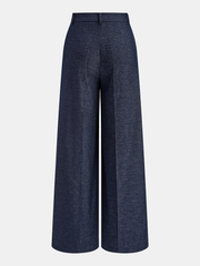 Pantalon ample à enroulement marine, pièce seule, vue de dos