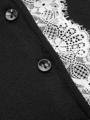 Gilet tricot boutonné bord dentelle