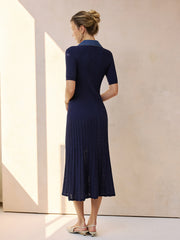 Robe midi denim tricot côtelé