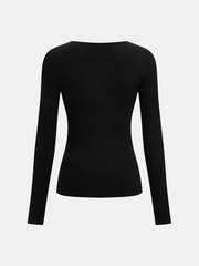 Chemise côtelée asymétrique manches longues