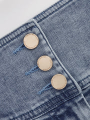 Jupe évasée taille haute boutonnée