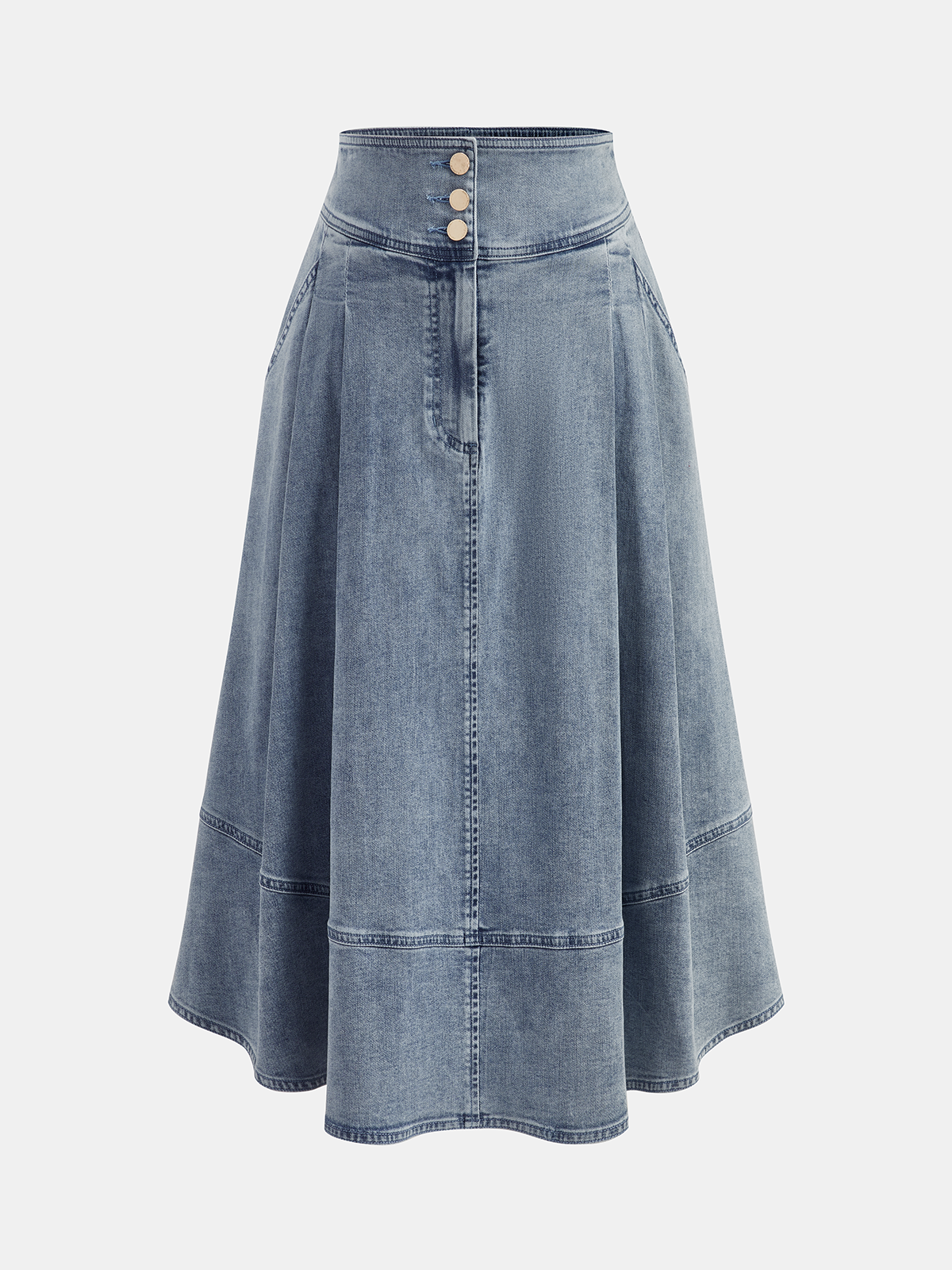 Jupe évasée taille haute boutonnée