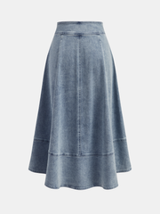 Jupe évasée taille haute boutonnée
