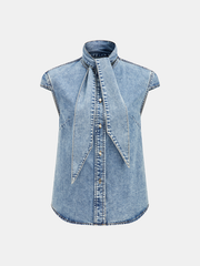 Chemise en jean col lavallière