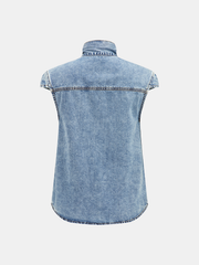 Chemise en jean col lavallière