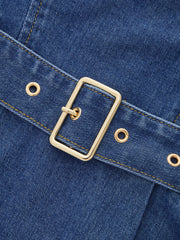 Robe mini jean ceinturée