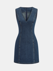 Robe mini en jean sans manches