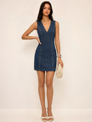 Robe mini en jean sans manches