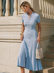 Robe midi tricot texturée manches courtes