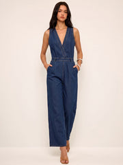 Combinaison sans manches col V denim