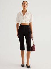 Pantalon capri slim noir, vue portée de face