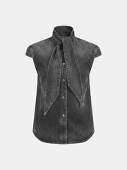 Chemise en jean col lavallière