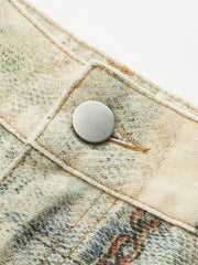 Jean imprimé bijoux, détail du bouton