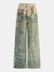 Jean imprimé bijoux, pièce seule, vue de dos