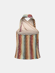 Ensemble top halter rayé multicolore